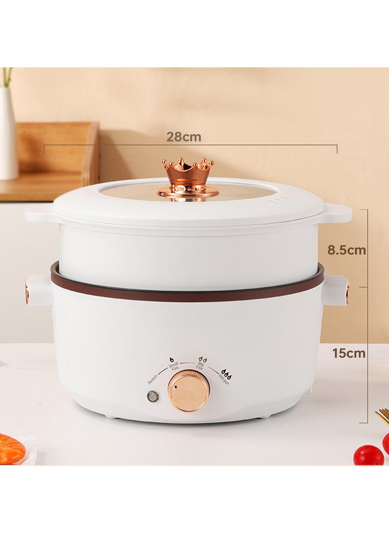 Perfin - Electric Hot Pot 3.5L Non-Stick Electric Cooker with Steamer, 3 Levels Fires Adjustable Electric Skillet, Frying Pan, Shabu Shabu, Electric Pot for Noodles, Egg, Sterak, Sauté, Dorm Office Family - Image 1