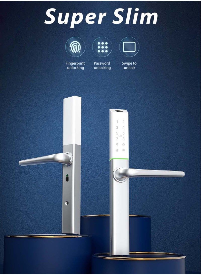 areb Areb SMART LOCK NARROW STYLE WHITE 30 * 85 – 5 Unlocking Methods, Fingerprint, PIN Code, App Control, RFID Card, Emergency Key, Auto-Lock, Anti-Theft Security for Home & Office  - Image 4