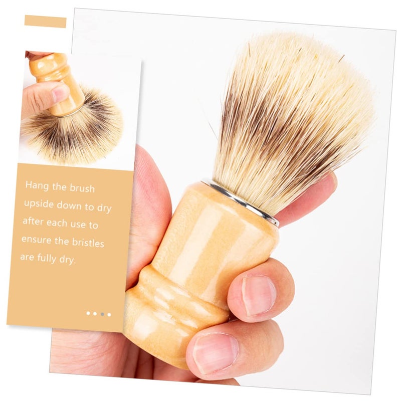 مجموعة فرشاة الحلاقة بمقبض خشبي من قطعتين بشعيرات متميزة للعناية باللحية والسفر - Image 5