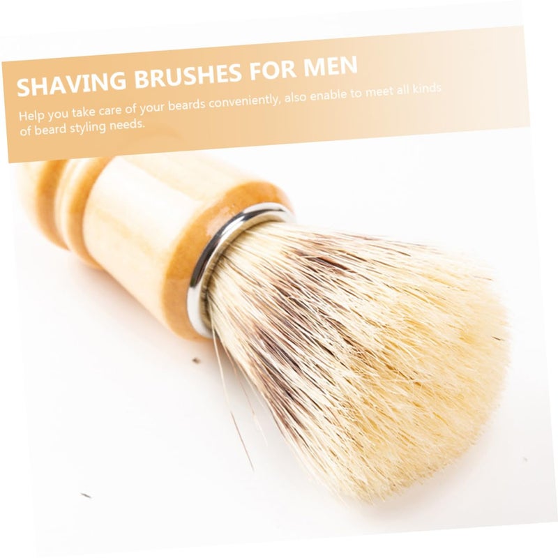 مجموعة فرشاة الحلاقة بمقبض خشبي من قطعتين بشعيرات متميزة للعناية باللحية والسفر - Image 4