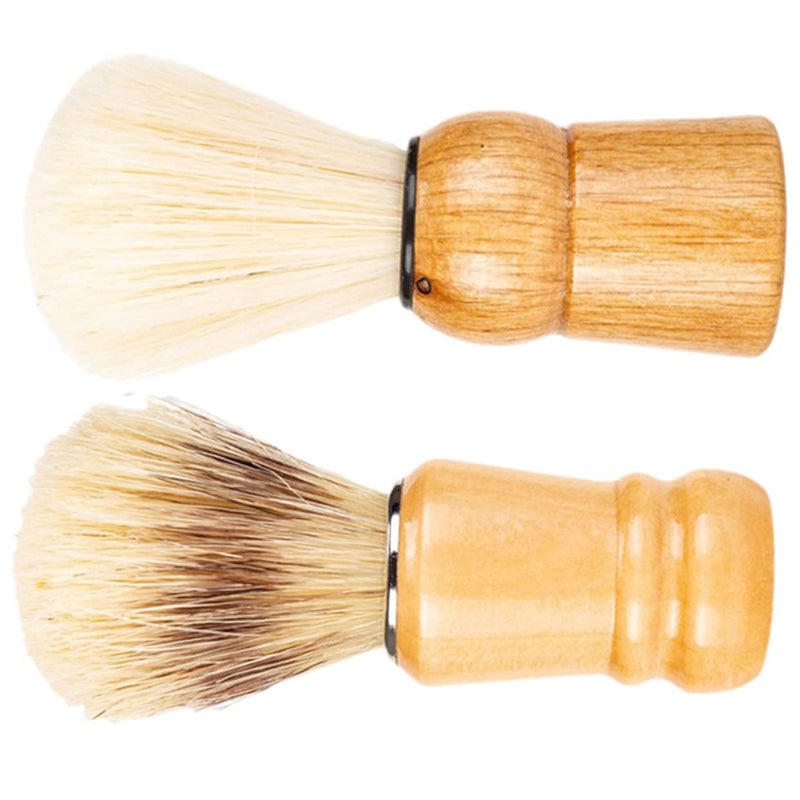 مجموعة فرشاة الحلاقة بمقبض خشبي من قطعتين بشعيرات متميزة للعناية باللحية والسفر - Image 2