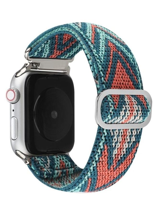 NIBEMINENT Metal Japanese Buckle Elastic Nylon Replacement Watchbands For Apple Watch Series 7/6/SE/5/4/3/2/1 41/40/38mm Multicolour - Image 2