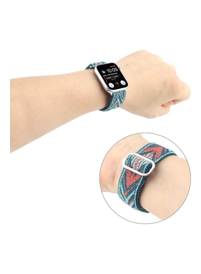 NIBEMINENT Metal Japanese Buckle Elastic Nylon Replacement Watchbands For Apple Watch Series 7/6/SE/5/4/3/2/1 41/40/38mm Multicolour - Image 3