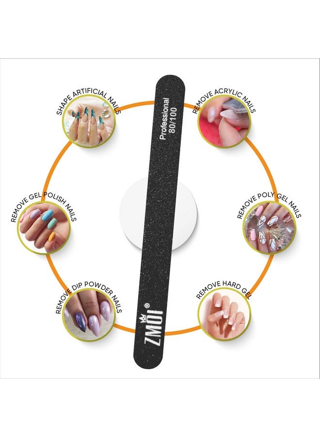 زد ام او اي مبرد أظافر احترافي، 12 قطعة، لوح إيموري مزدوج الجوانب قابل للغسل، 80/100 حبيبة للأظافر الأكريليك/الجل، تصميم مقاوم للماء ومتين، مريح وعملي، مثالي للاستخدام المنزلي في الصالونات - Image 2