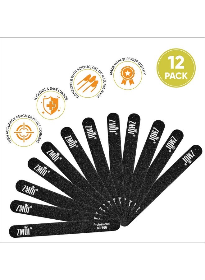 زد ام او اي مبرد أظافر احترافي، 12 قطعة، لوح إيموري مزدوج الجوانب قابل للغسل، 80/100 حبيبة للأظافر الأكريليك/الجل، تصميم مقاوم للماء ومتين، مريح وعملي، مثالي للاستخدام المنزلي في الصالونات - Image 4