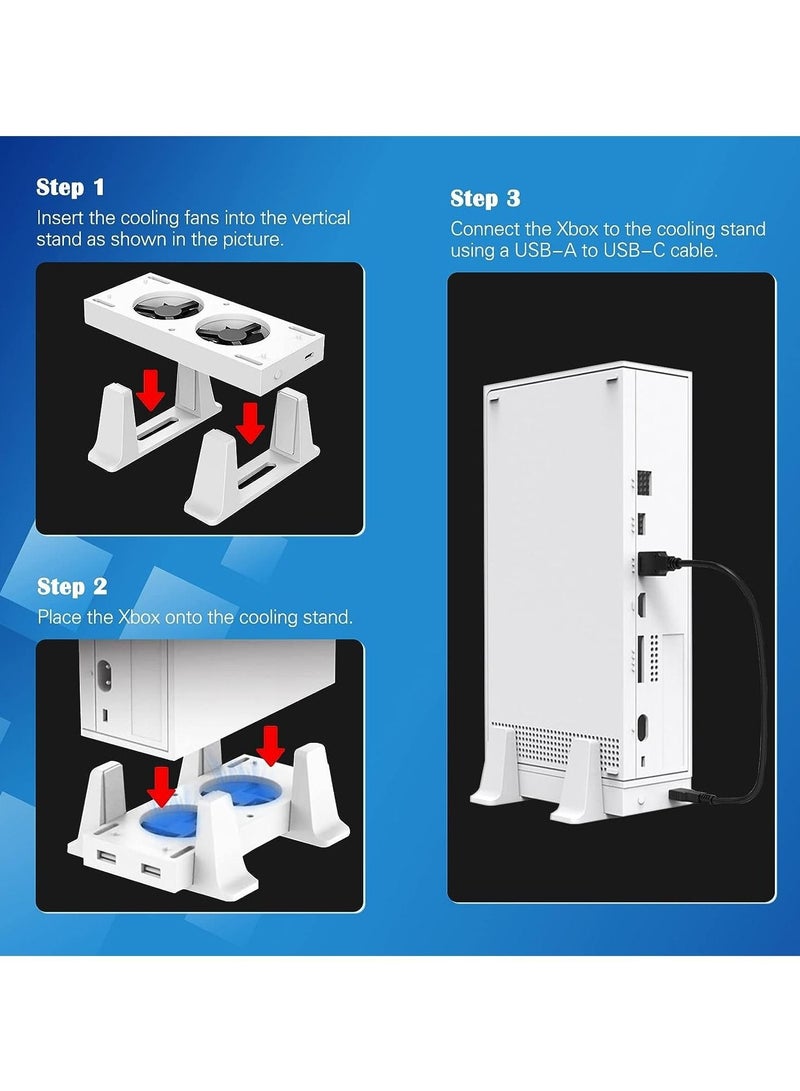Loquat Cooling Fan Tower Stand for Xbox Series S Console, 3 Levels Adjustable Fan Speed, with Type-C Power In, USB Charging and Data Transfer Ports - Image 5