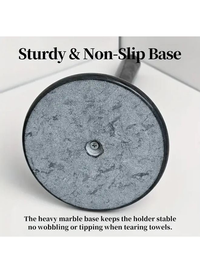 حامل ورق التواليت من الرخام الأسود المزهر، موزع قائم بذاته للأسطح بقاعدة مرجحة مضادة للانزلاق - Image 5