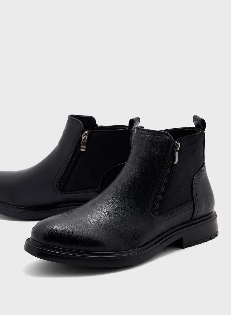 Robert Wood Zipper Detail Pull On Formal Boots