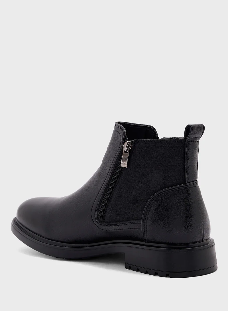 Robert Wood Zipper Detail Pull On Formal Boots