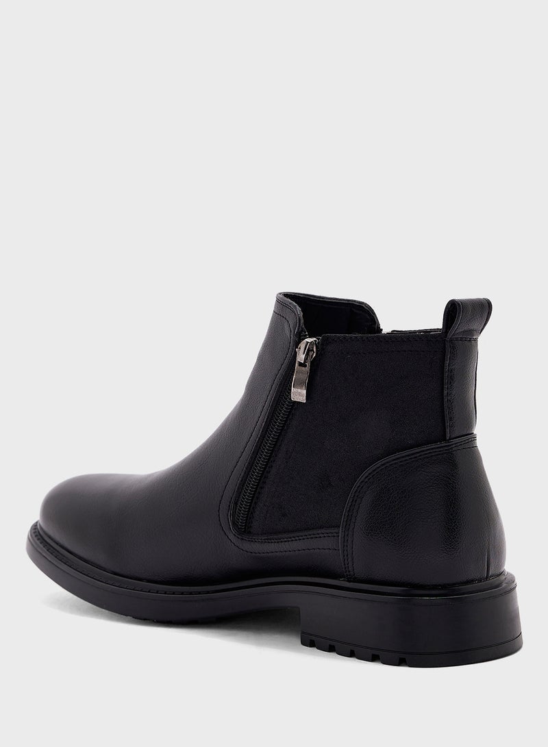 Robert Wood Zipper Detail Pull On Formal Boots - Image 3