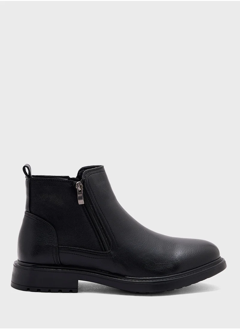 Robert Wood Zipper Detail Pull On Formal Boots