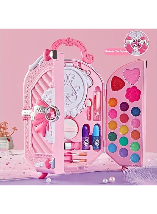 Beauenty Kids Makeup Kit for Girl, 54PCS Washable Real Makeup Set for Girls with Portable Makeup Box, Safe & Non-Toxic Kids Makeup Toys for Girls Aged 4 5 6 7+ Year Old (D) - Image 3