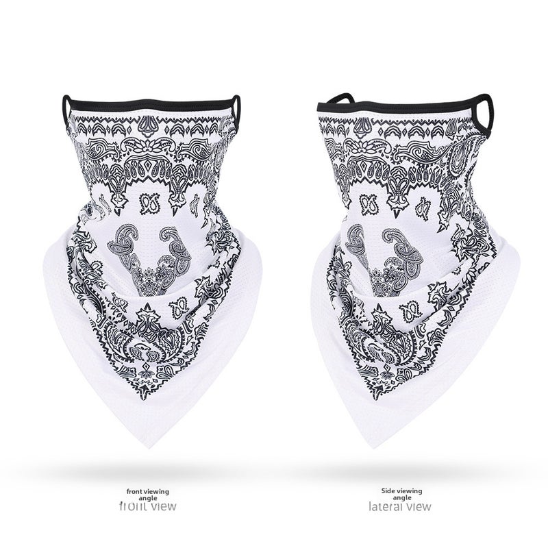 Generic Breathable Ice Silk Neck Gaiter UV Protection white cashew flower