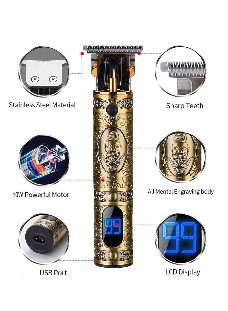 ELTRAZONE Upgraded Hair Trimmer Beard Clippers for Men Professional USB Electric Hair Clippers for Hair Cutting Trimmers Cordless Outliner Zero Gaped LED Display (Hair Clippers for Men, GOLD 03) - Image 2