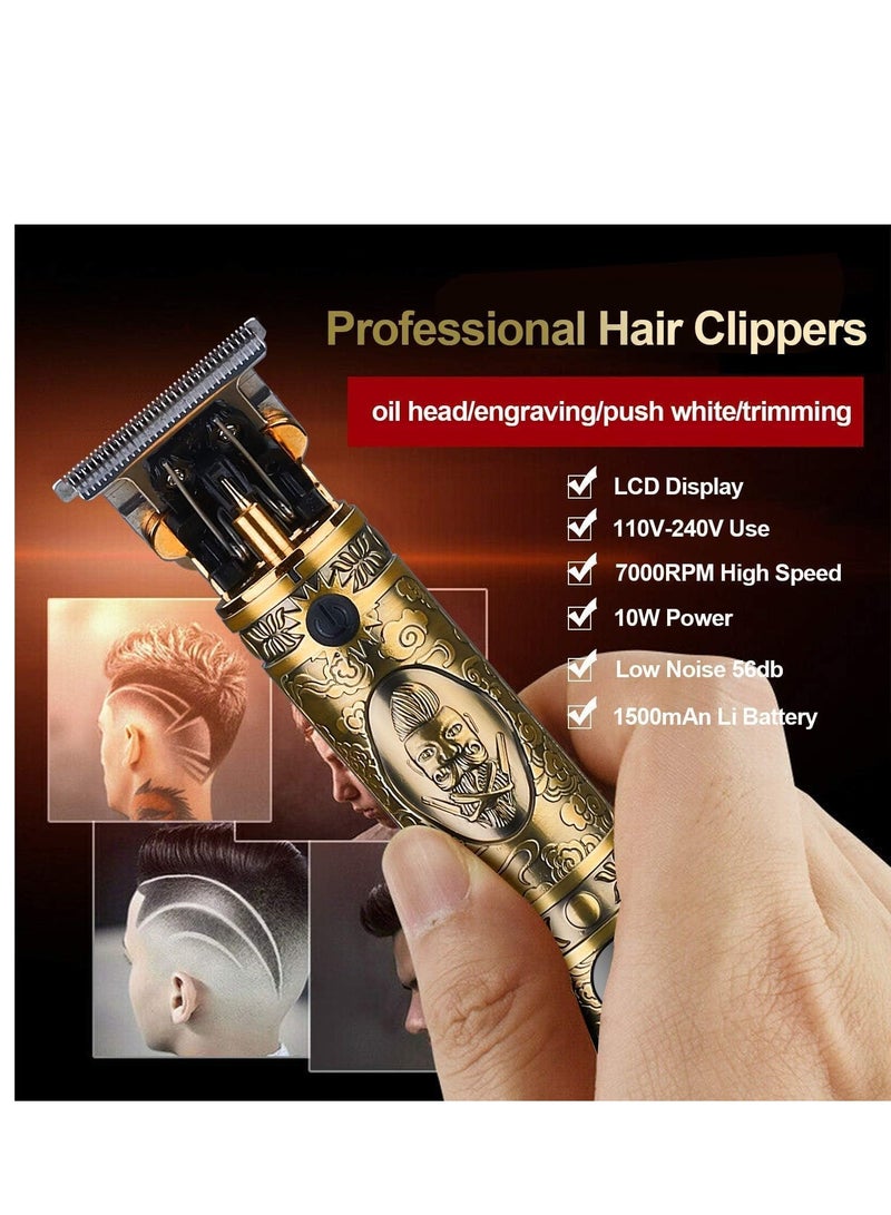 ELTRAZONE Upgraded Hair Trimmer Beard Clippers for Men Professional USB Electric Hair Clippers for Hair Cutting Trimmers Cordless Outliner Zero Gaped LED Display (Hair Clippers for Men, GOLD 03) - Image 4