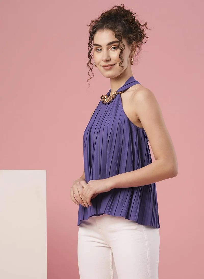 جلو باص بلوزة نسائية بحزام مطوي للحفلات