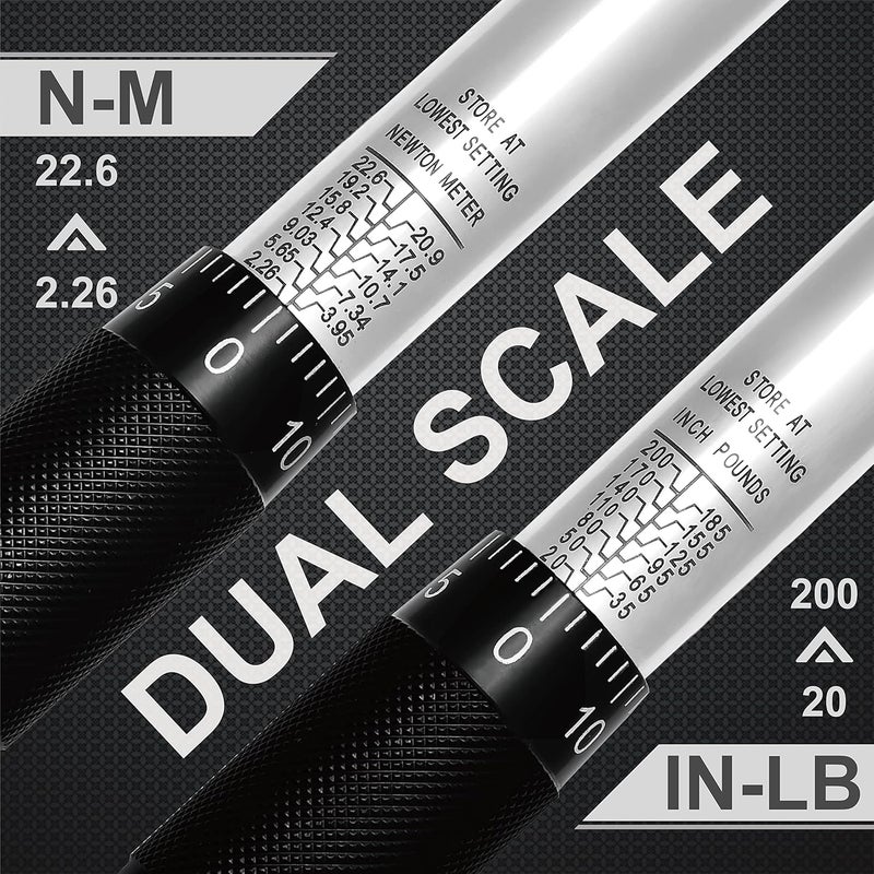 EPAuto 1/4-Inch Drive Click Torque Wrench (20-200 in.-lb. / 2.26 ~ 22.6 Nm) - Image 4