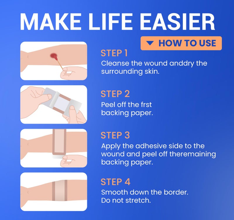 Bioemmalab Large Waterproof Bandages 2"X5" Silicone Foam Dressing for Sensitive Skin Wound Care, 10 PCS, Adhesive Cohesive Pad with Border for First Aid, Post Surgical and Trauma Care, Sore, Burn, Pressure - Image 5