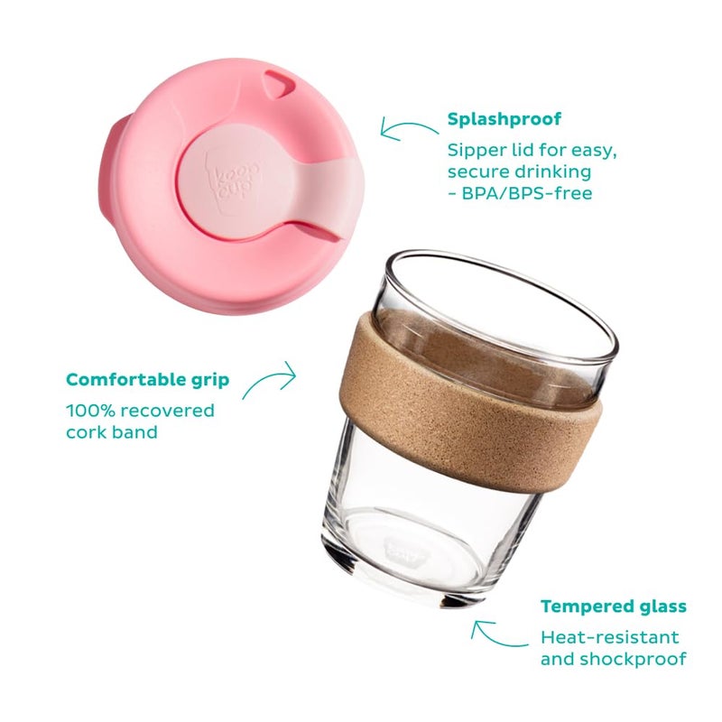 KeepCup Brew Cork, Reusable Glass Tumbler with Natural Cork, Tall Coffee Cup 12oz/340ml - Press - Image 3