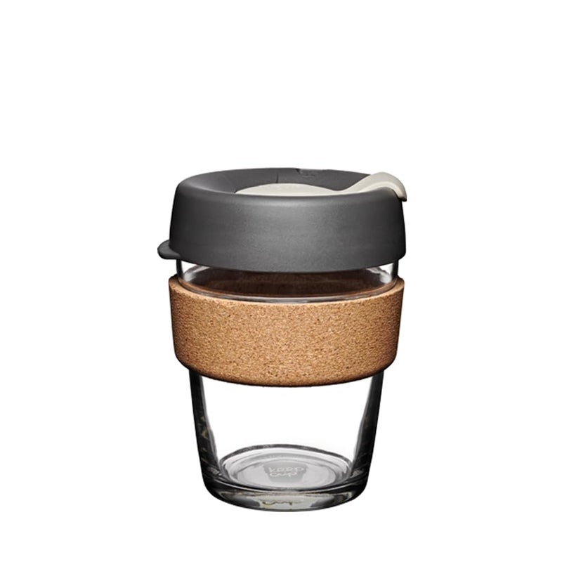 KeepCup Brew Cork, Reusable Glass Tumbler with Natural Cork, Tall Coffee Cup 12oz/340ml - Press - Image 1