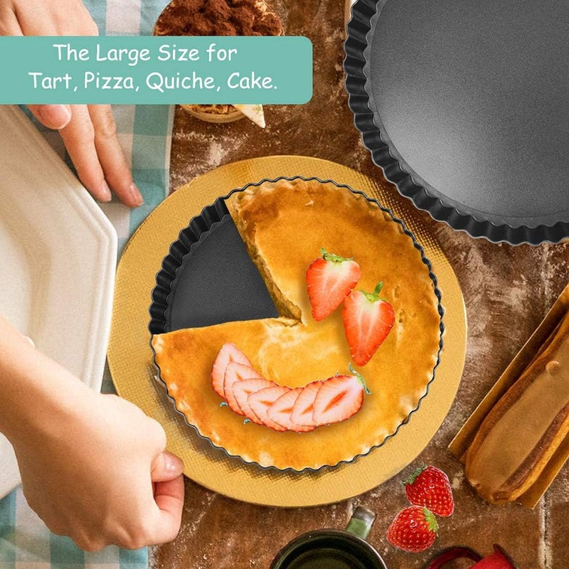 TORASO 11Inch, 9 Inch and 4 Inch Tart Pan with Removable Bottom, 2 Pcs Large Size Quiche Pan and 4 Pcs Small Size Pie Pan, Non-Stick Baking Pan (Set of 6) - Image 4
