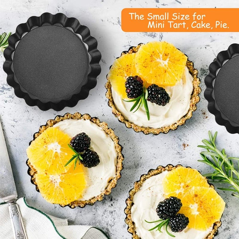 TORASO 11Inch, 9 Inch and 4 Inch Tart Pan with Removable Bottom, 2 Pcs Large Size Quiche Pan and 4 Pcs Small Size Pie Pan, Non-Stick Baking Pan (Set of 6) - Image 5