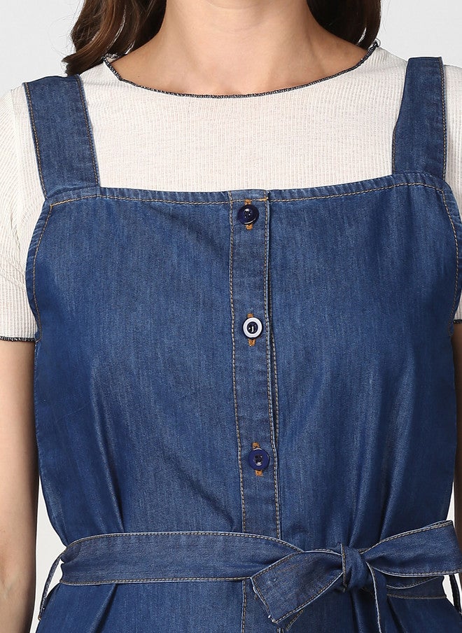 StyleStone فستان بونا فور للنساء من ستايل ستون باللون الأزرق المصنوع من الدنيم - Image 2