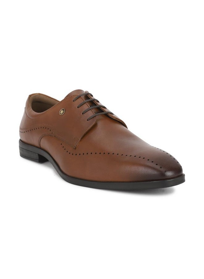 LOUIS PHILIPPE - Louis Philippe Men Brown Formal Leather Perforated Derby Shoes - Image 1