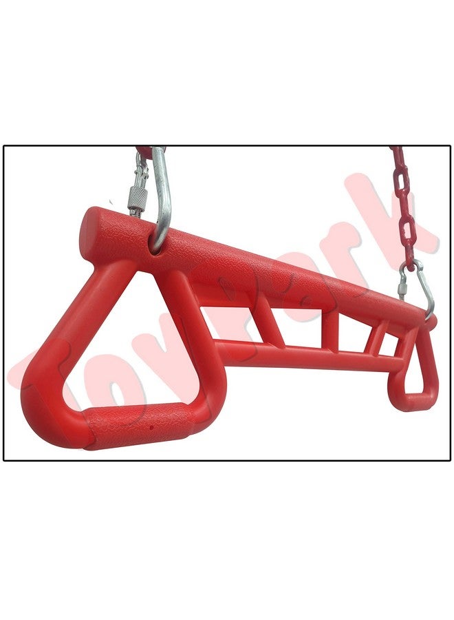 Toy Park Trapeze Bar Gym Rings - Ultimate Swing Set with Plastic Coated Chains Ninja Monkey Bars for Backyard - Outdoor Playground Accessories for Kids & Adults (Weight Capacity Upto 120 Kgs) - Red - Image 3