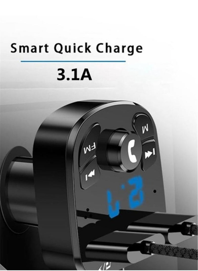 Generic - Car Fast Charger FM Transmitter Bluetooth 5.0 Handsfree Wireless Car Dual USB Car Charger Auto Radio Modulator MP3 Adapter - Image 1