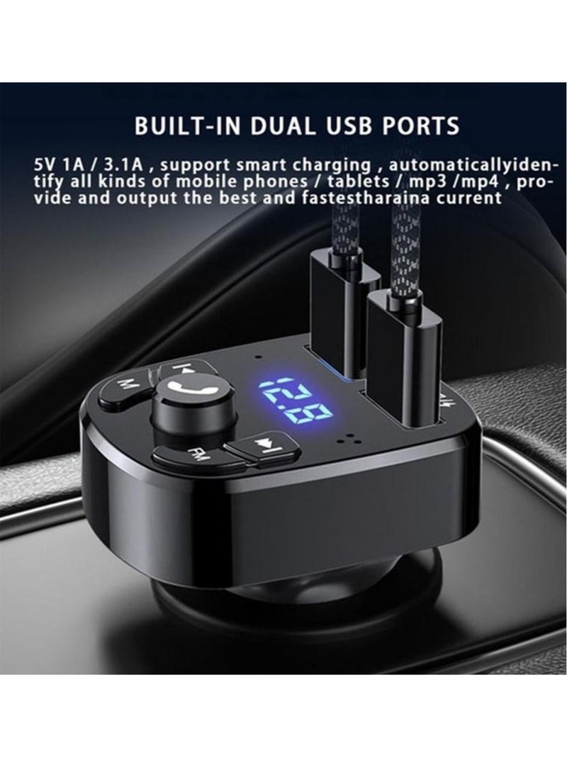 Generic - Car Fast Charger FM Transmitter Bluetooth 5.0 Handsfree Wireless Car Dual USB Car Charger Auto Radio Modulator MP3 Adapter - Image 1
