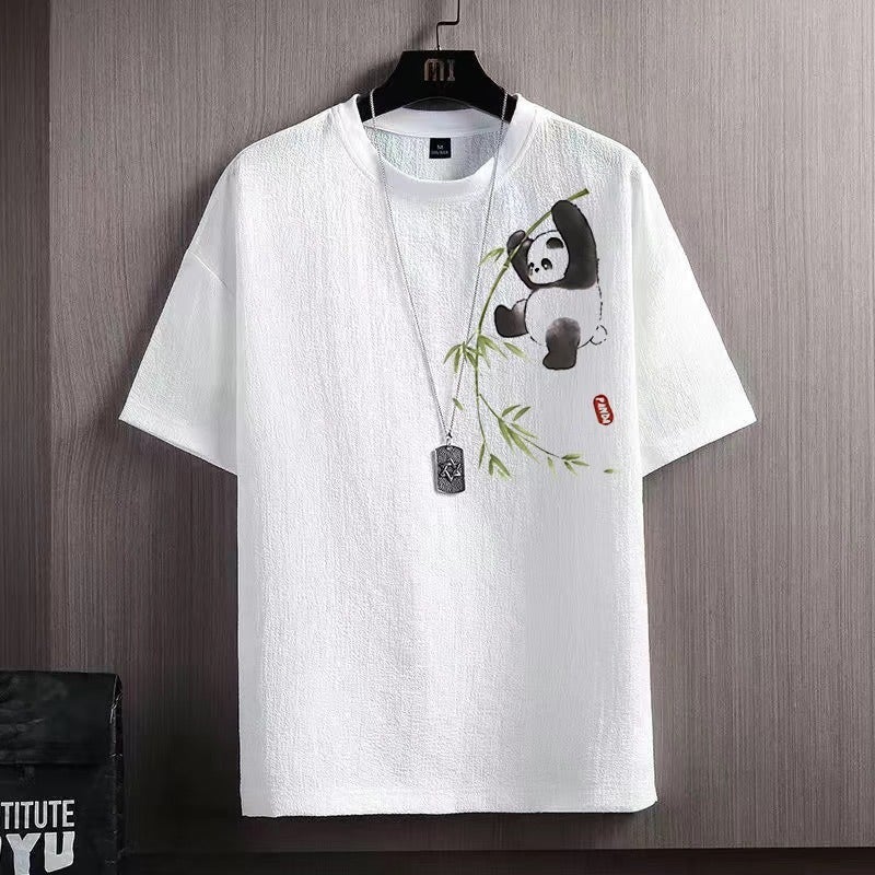 2025 New Ice Silk Short Sleeve Men's Summer Thin Ant T-shirt National Fashion Loose plus size Round Neck Half Sleeve T-shirt - Image 1