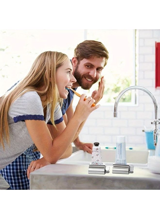 2pcs Stainless Steel Toothpaste Squeezer Easy To Use Manual Toothpaste Dispenser And Cleaner No Power Needed Durable Metal Design Efficient Toothpaste Distribution Stylish Metallic Surface Sturdy Structure Dental Care Essential - Image 5