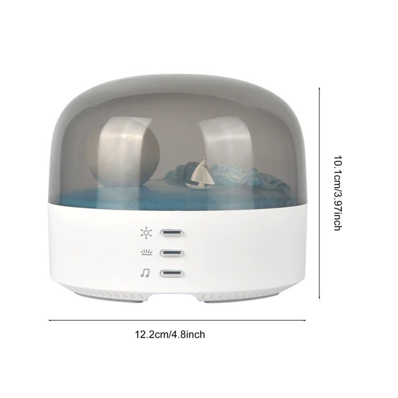 Moon Landscape Night Light, Wireless BT Speaker, Dimmable LED Mood Lamp, Multiple Lighting Modes, Rechargeable, Bedroom Decorative Lamp White+BT Version - Image 1