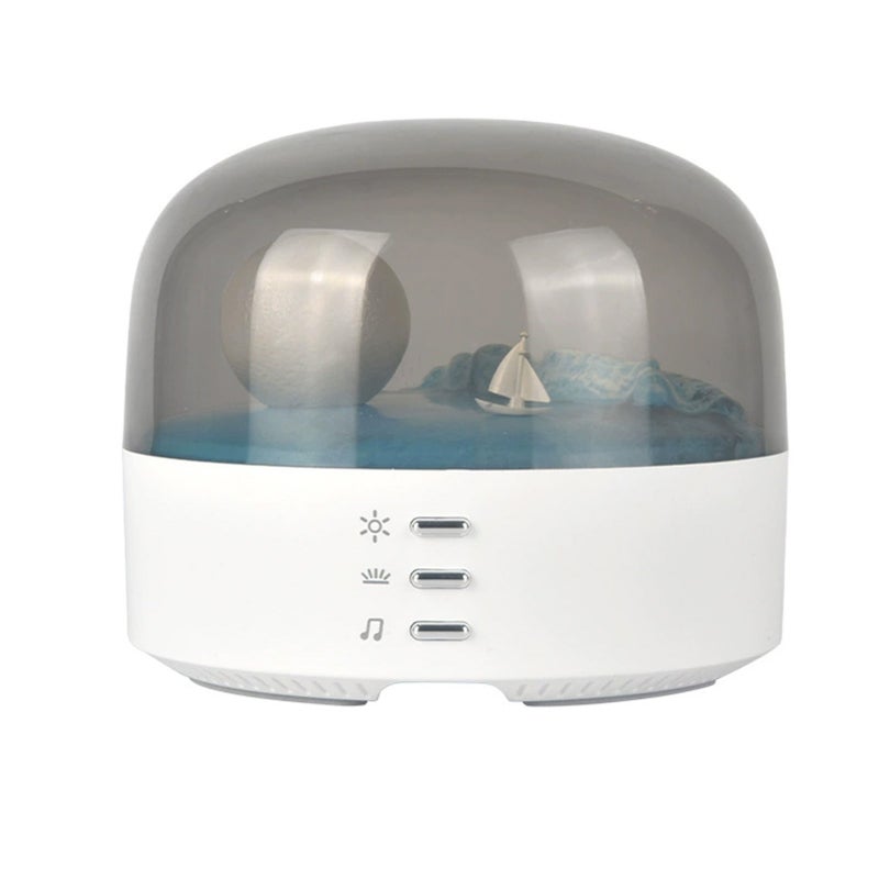 Moon Landscape Night Light, Wireless BT Speaker, Dimmable LED Mood Lamp, Multiple Lighting Modes, Rechargeable, Bedroom Decorative Lamp White+BT Version - Image 2