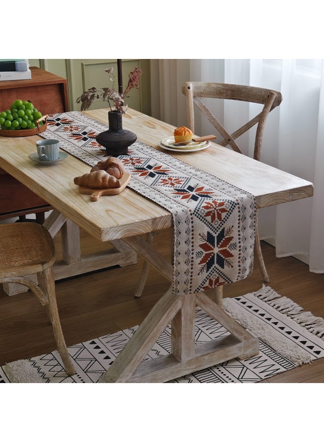 American Jacquard Table Runner Vintage Cotton And Linen Style Dining Table Fabric Tea Table Tea Table Tablecloth Long Party Decorative Cloth