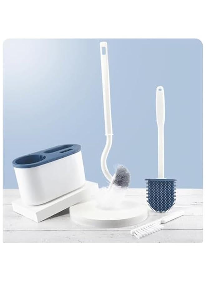 HOOKOR Toilet Brush and Holder, Toilet Brush for Deep Cleaning Toilet Bowl Brush Easy to Clean, Blue - Image 1
