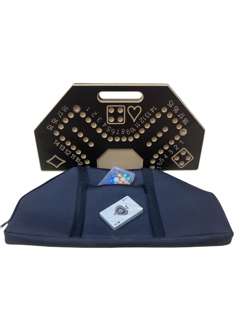MARAH TOYS A strong, numbered wooden jackaroo game for strategic planning in a luxury bag, 45 x 45 cm  - Image 1