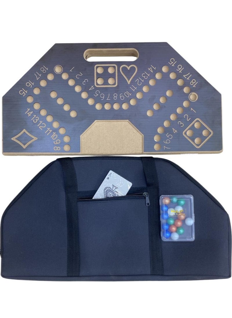 MARAH TOYS A strong, numbered wooden jackaroo game for strategic planning in a luxury bag, 45 x 45 cm  - Image 4