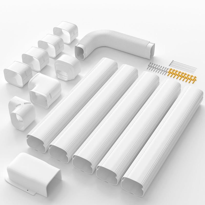 Cestluck Cestluck 3 19 Ft Mini Split Line Cover Set PVC  PP Ductless Pipe Cover Universal for Mini Split AC  Central AC 