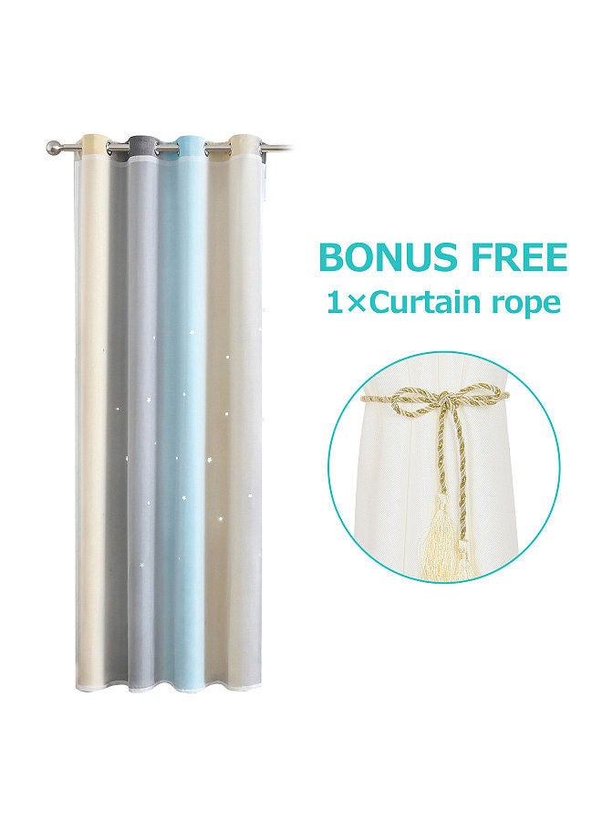 1pc Curtain Simple Gradient Hollow-out Star Pattern Double Layer Blackout Bedroom Living Room Insulation Curtain  - Image 2