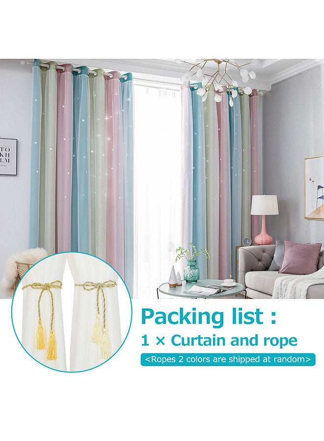 1pc Curtain Simple Gradient Hollow-out Star Pattern Double Layer Blackout Bedroom Living Room Insulation Curtain  - Image 5