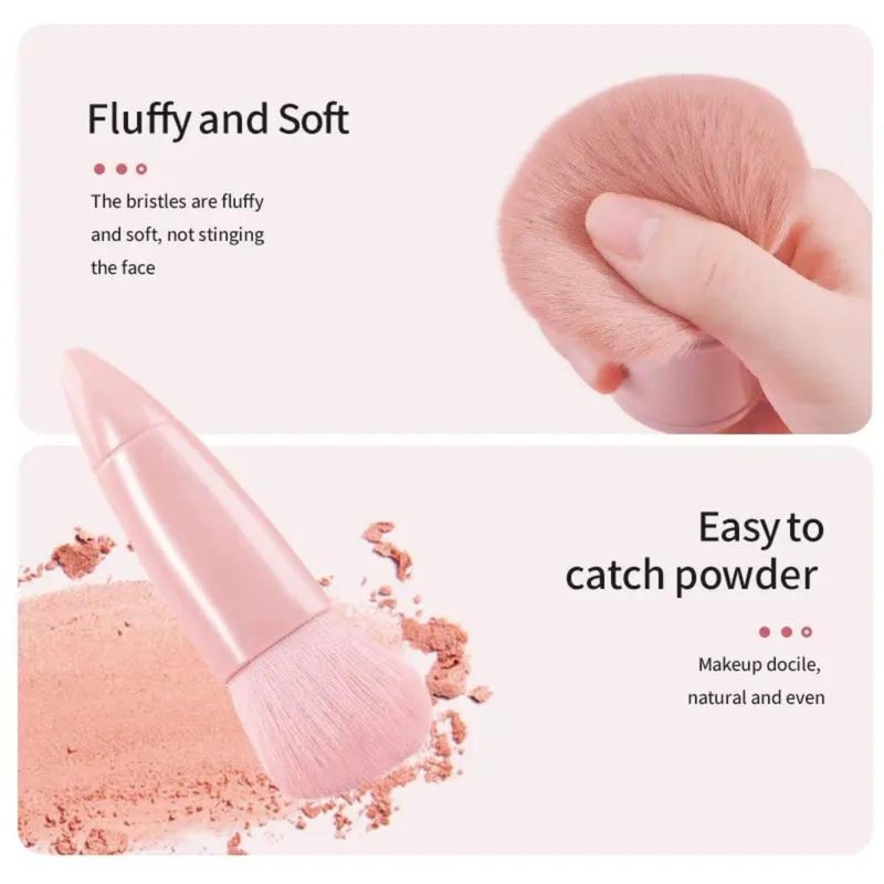 Cavernshop Professional 5 in 1 Small Mini Makeup Brush Kit with Mirror for Face Eye Shadows Eyeshadow Powder Blush Cosmetic Case Set Cleanser for Women Foundation Travel Brushes for Girl Female - Image 3