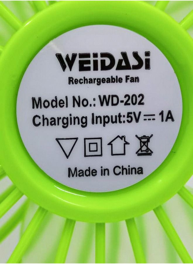 ويداسي - WEIDASI WD-202 مروحة عمودية بلاستيكية صغيرة الحجم قابلة لإعادة الشحن مع إضاءة و 3 خطوات للتحكم في السرعة - Image 1