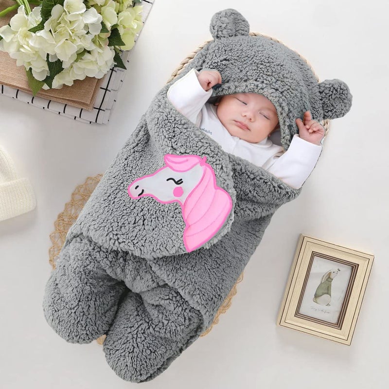 Brandonn BRANDONN Baby Blankets New Born Combo Pack of Wearable Hooded Swaddle Wrapper Sleeping Bag for Baby Boys and Baby Girls Pack of 2 (0-6 Months, Beige & Grey)  - Image 2