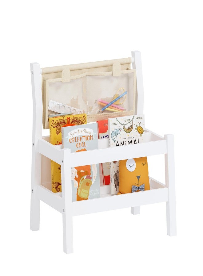 Spirich Kids Bookshelf with Storage, Montessori Book Shelf for Kids Rooms, Toddler Book Caddy with Clear Pouch, Floor Children Bookcase Wood, Holds Up to 50 Books and Toys, White - Image 1