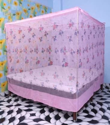 KOLAR Double Bed Mosquito Net, 6X6.5 Feet Premium Machardani Pink - Image 5
