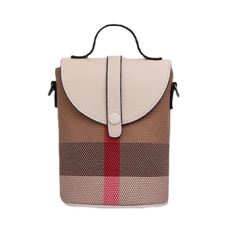 2024 Chic Mini Crossbody Cell Phone Bag White (polka dot phone bag cloth leather)