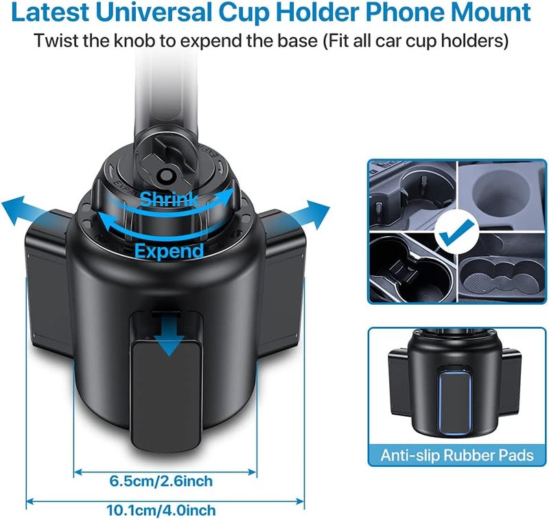 Miracase Cup Phone Holder for Car, [Upgraded Version] Adjustable Long Neck Car Cup Holder Phone Mount Cradle Friendly Compatible with iPhone Samsung Google and All Smartphones, Light Blue - Image 2