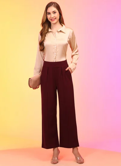 globus Globus Women Straight Fit High-Rise Pleated Parallel Workwear Trousers